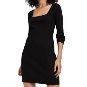 Vince Square Neck Knit Dress NEW Long Sleeves Black Ribbed Knit Mini Dress Sz S